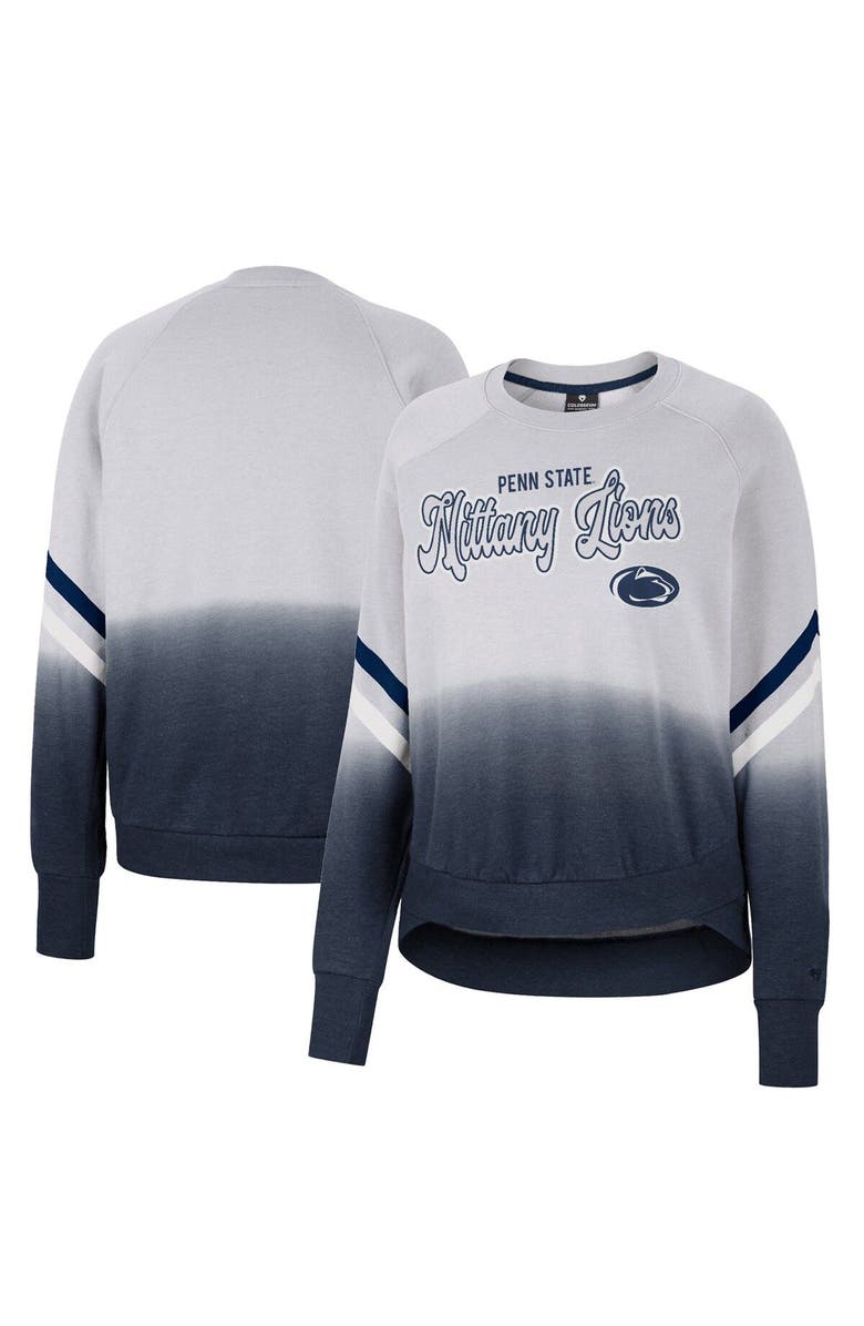 COLOSSEUM Women's Colosseum Gray Penn State Nittany Lions Cue Cards Dip-Dye Raglan Pullover Sweatshirt, Main, color, 