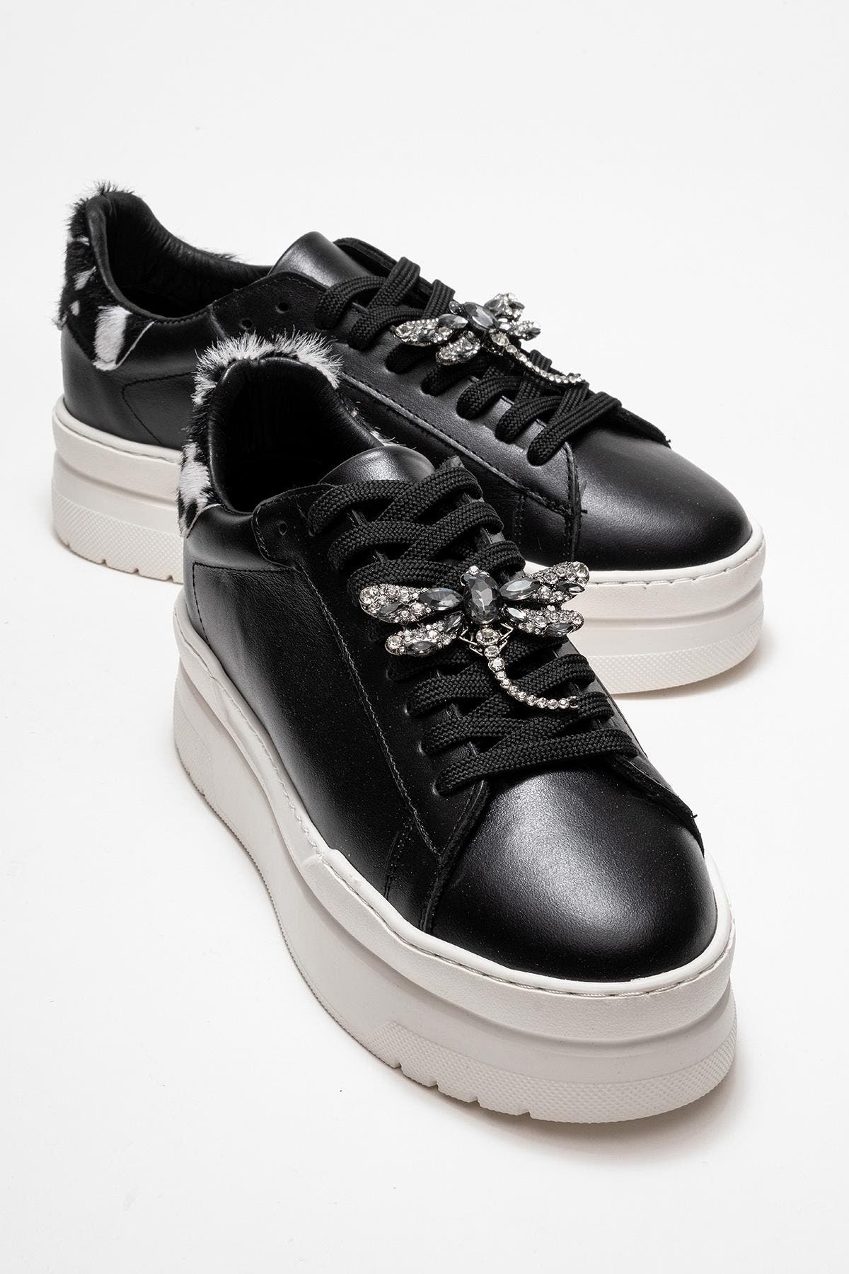 Forever 
Always Shoes Laren Leather Buckle Sneakers, Alternate, color, Black Leather