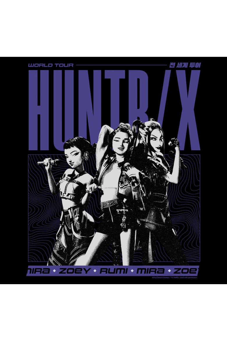Mens KPop Demon Hunters Huntrix World Tour T Shirt, Alternate, color, Black