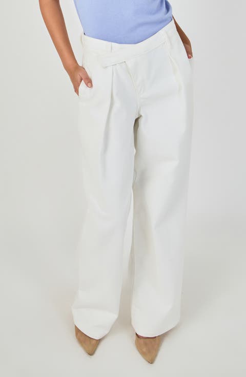 Crossover Waist Wide Leg Jeans