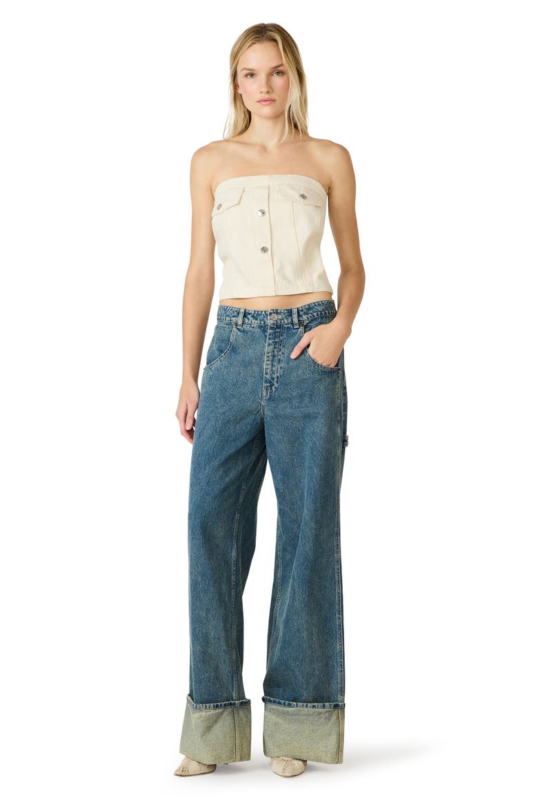 Rietta Strapless Denim Top, Alternate, color, NATURAL