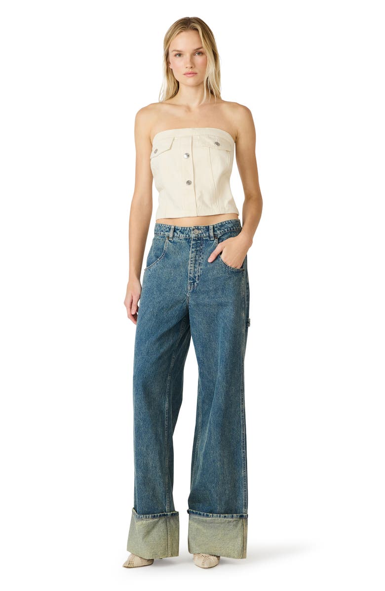 Steve Madden Rietta Strapless Denim Top, Alternate, color, Natural