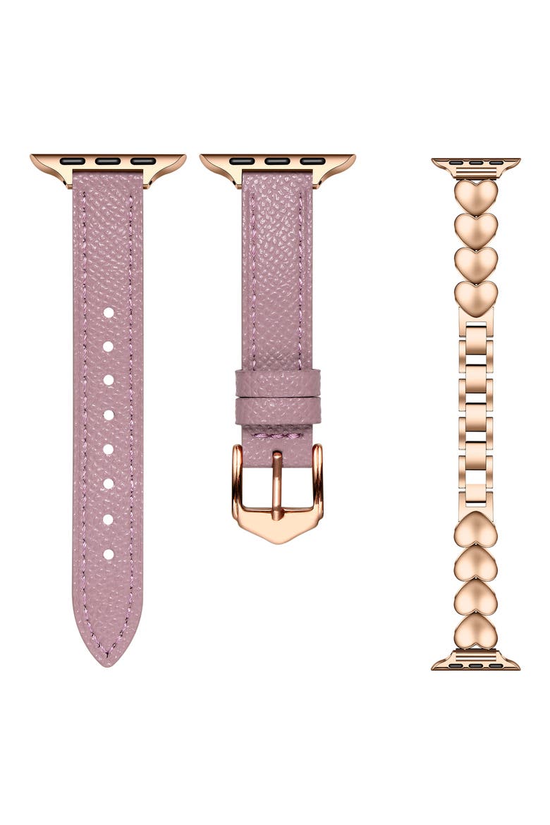 Aphrodite 2-Pack Leather & Chain Apple Watch® Watchbands, Main, color, PINK