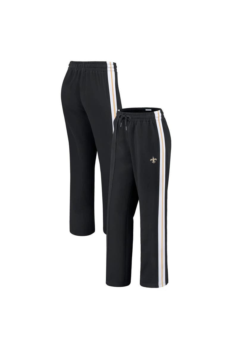 Women's WEAR by Erin Andrews Black New Orleans Saints Color-Block Straight Leg Pants, Main, color, Black