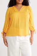 Renee C V-Neck Tie Sleeve Top