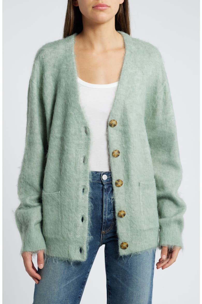 Fuzzy Oversize Cardigan, Main, color, GREEN SHORE