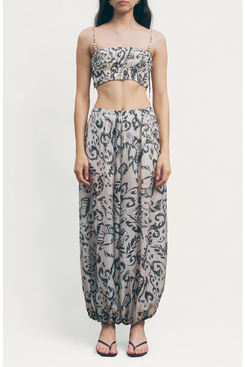 Quinn Shirred Crop Top, Alternate, color, MONARCH PRINT