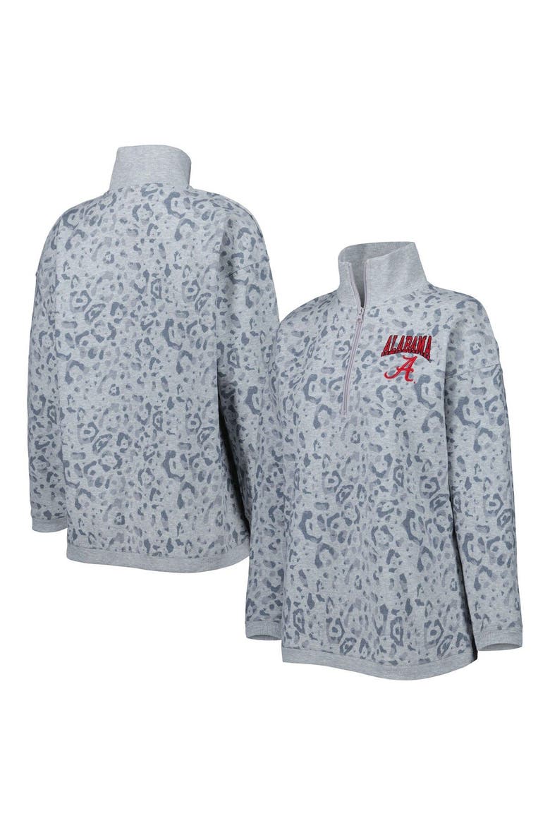 Women's Gameday Couture Heather Gray Alabama Crimson Tide Leopard Quarter-Zip Sweatshirt, Main, color, Heather Gray