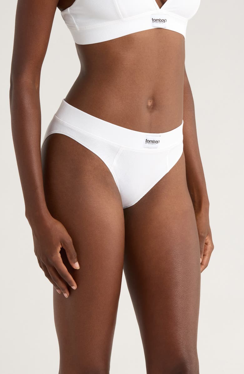 TomboyX Rib Bikini Briefs, Alternate, color, Bright White