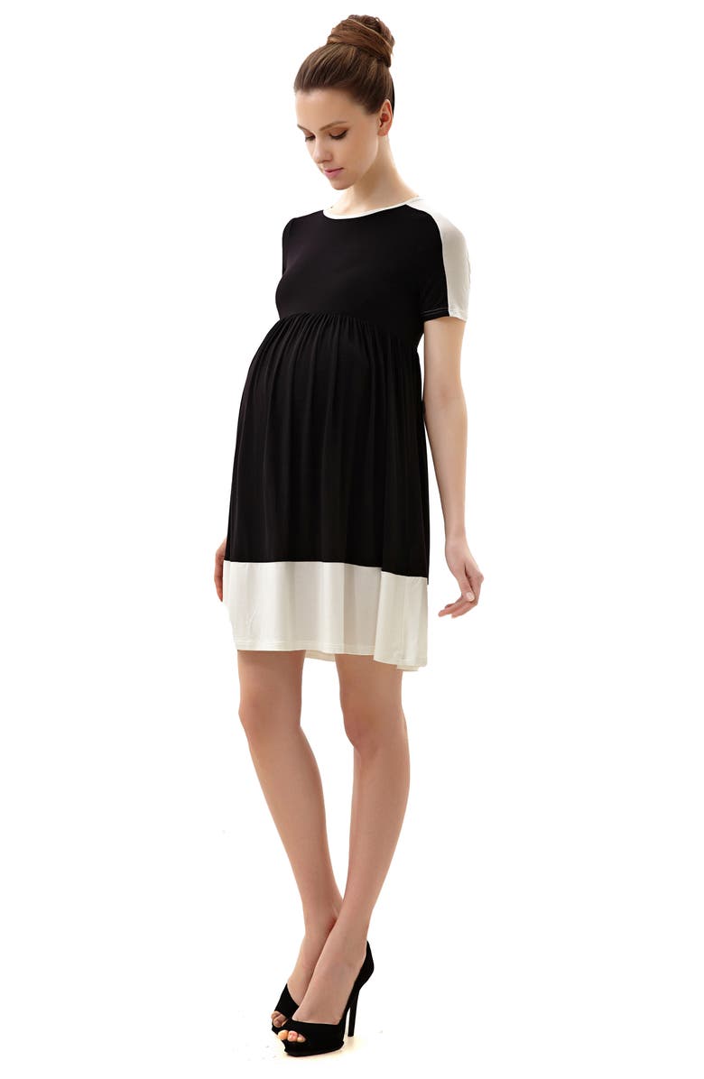 Kimi and Kai 'Amelia' Colorblock Maternity Skater Dress, Alternate, color, 