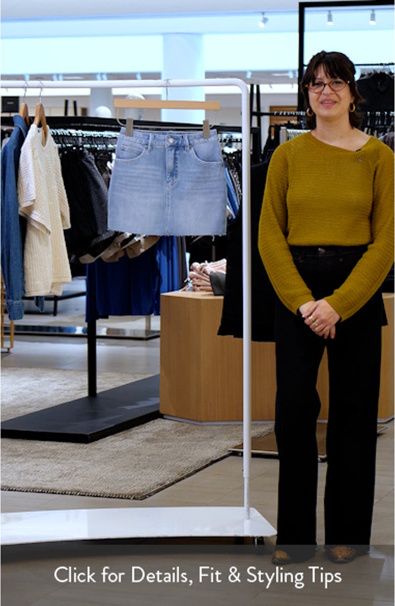 Elowen High Waist Raw Hem Denim Skirt, sales video thumbnail