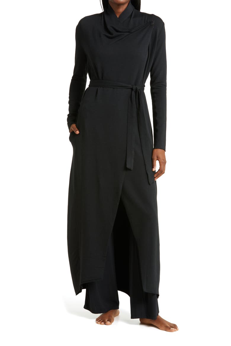 Stretch Pima Cotton & Modal Robe, Alternate, color, IMMERSED BLACK