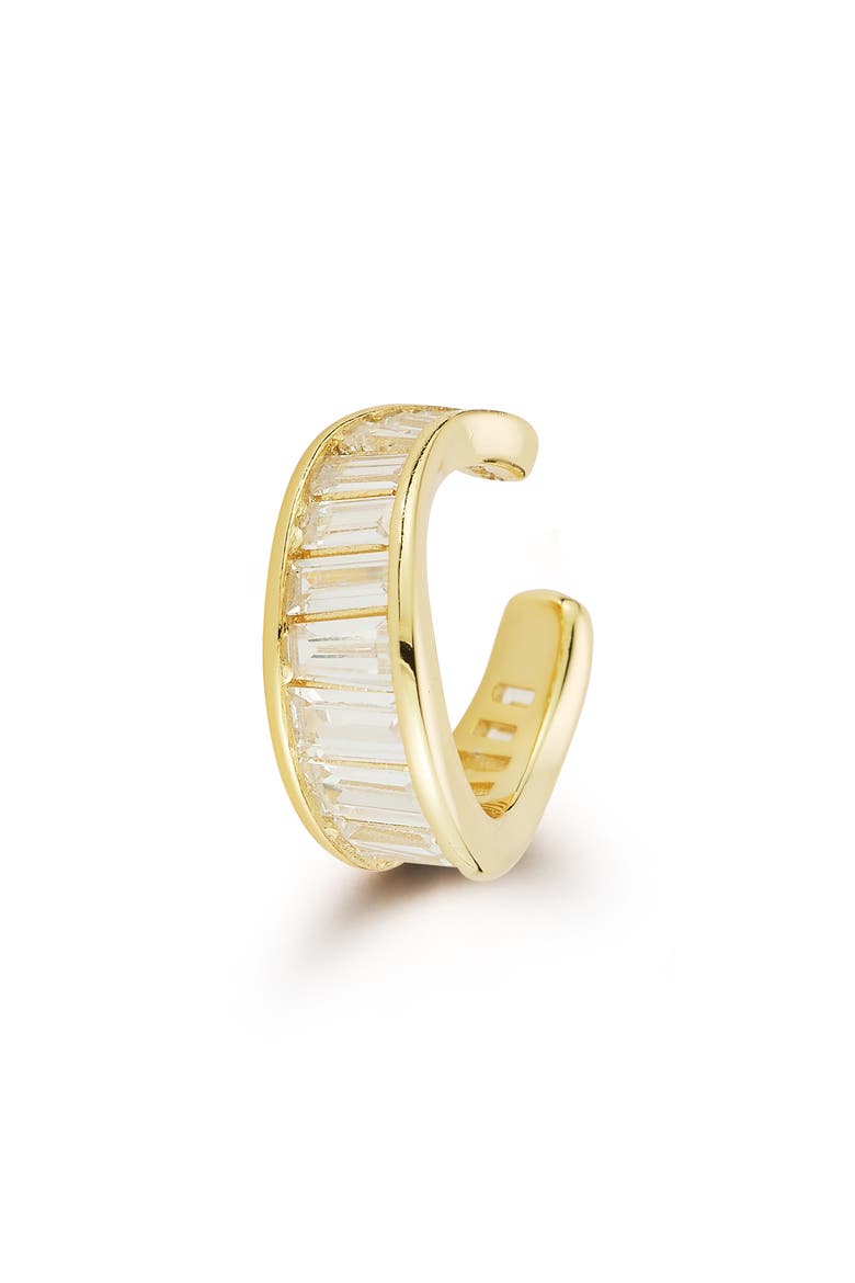 Cubic Zirconia Wavy Ear Cuff, Alternate, color, GOLD