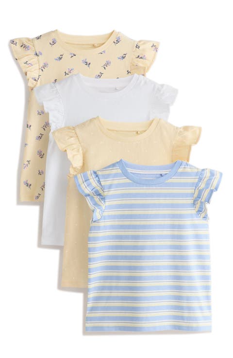 Kids' 4-Pack Assorted Flutter Sleeve Cotton T-Shirts (Little Kid & Big Kid)