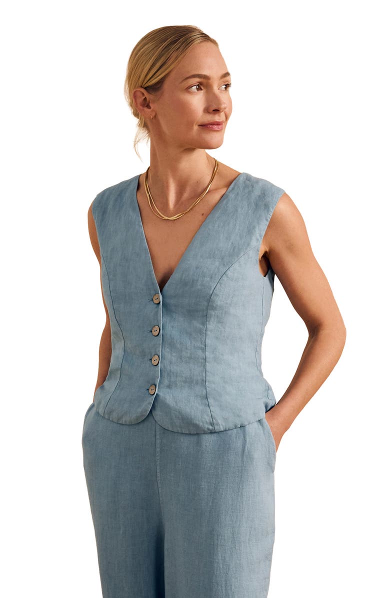 Celtic & Co. Linen Blend Tailored Waistcoat, Main, color, Chalk Blue