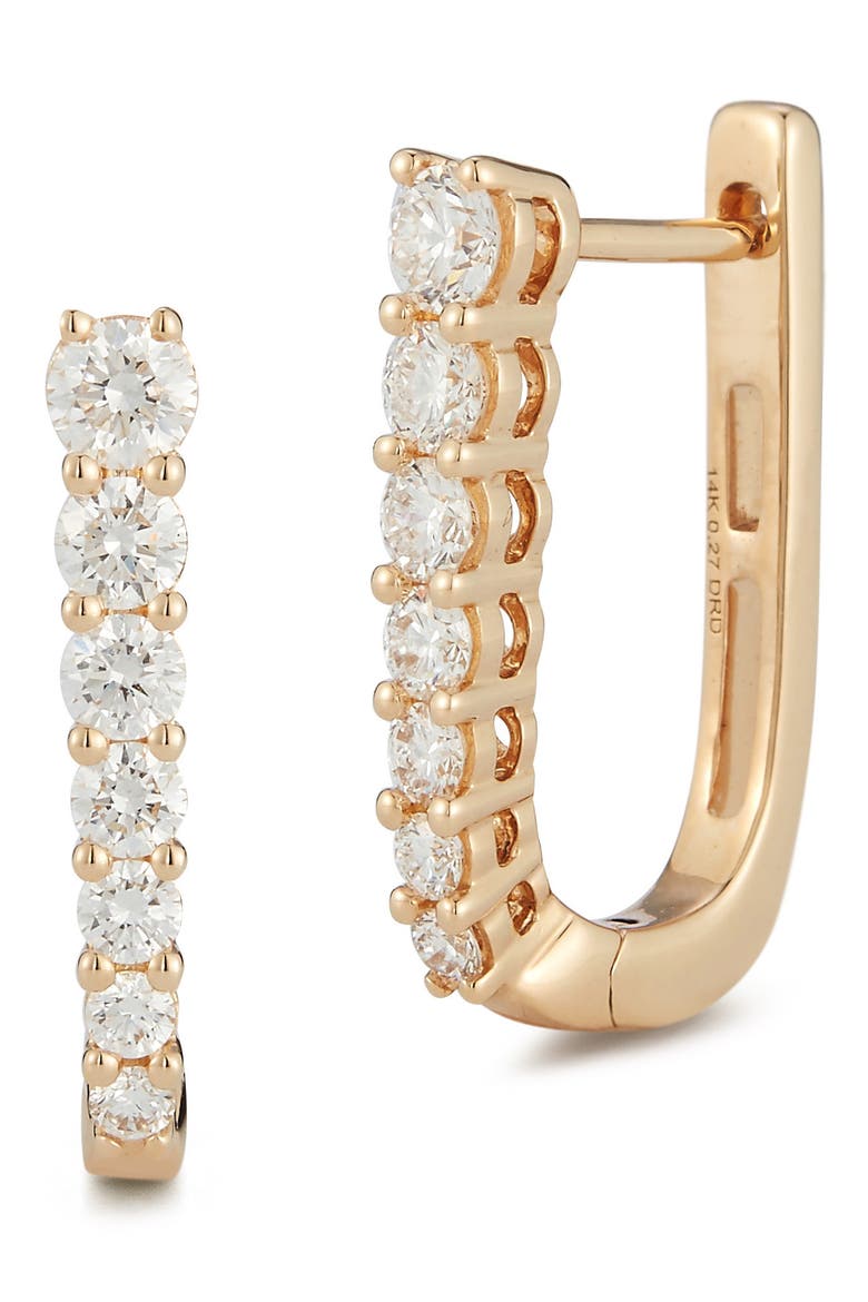 Ava Bea Graduating Diamond Hoop Earrings, Main, color, YELLOW GOLD/ DIAMOND