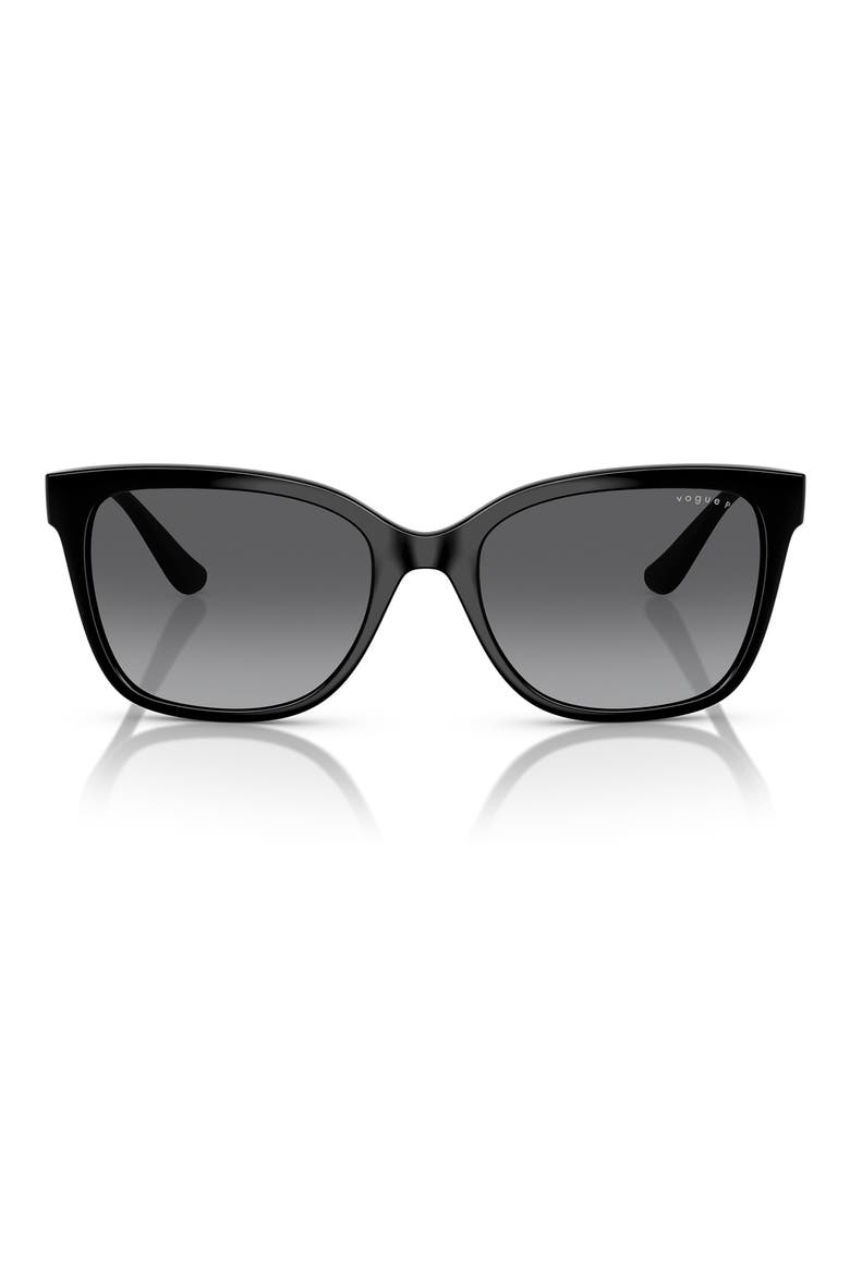 54mm Gradient Polarized Pillow Sunglasses, Main, color, BLACK