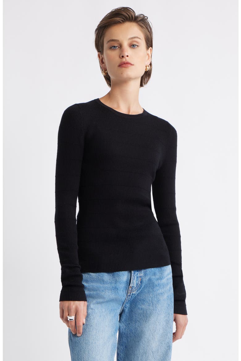 Wool Blend Skinny Sweater, Main, color, BLACK