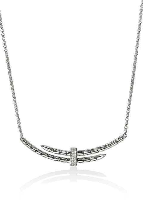 Pavé Diamond Spear Station Necklace