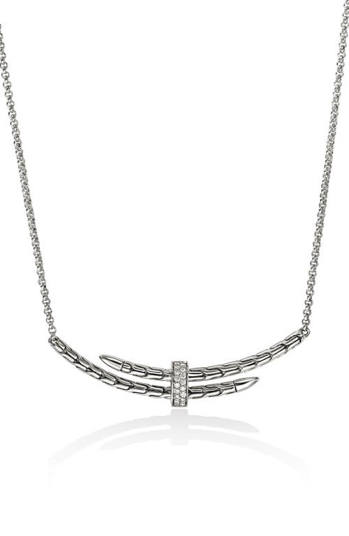 John Hardy Pavé Diamond Spear Station Necklace In Silver