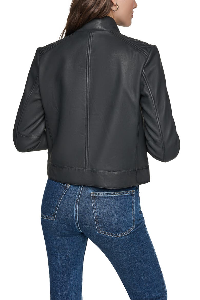 Hadley Leather Racer Jacket, Alternate, color, BLACK