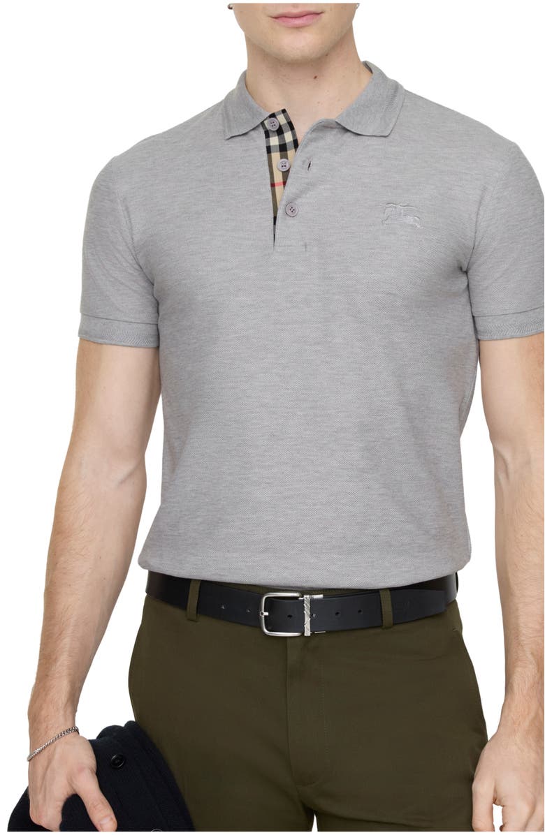 Burberry Cotton Polo Shirt, Alternate, color, Pale Grey Melange