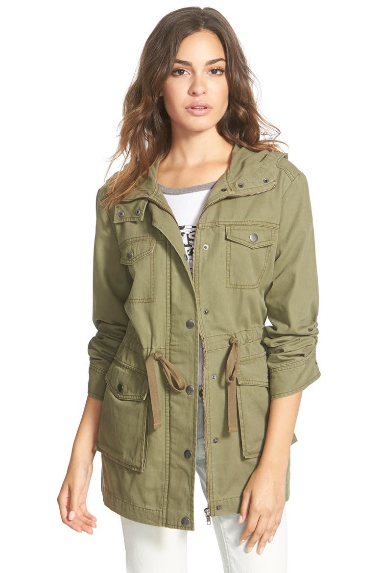 Hooded Field Jacket, Main, color, OLIVE BURNT