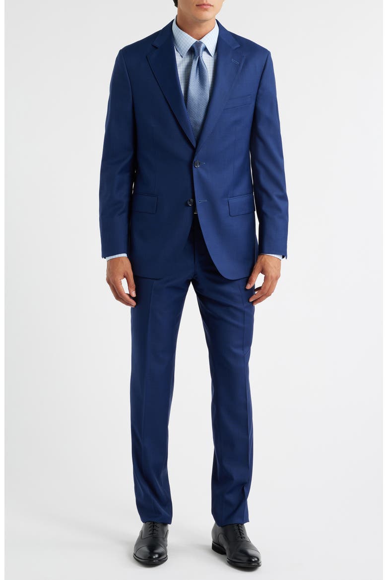 Hartford Classic Fit Blue Microtexture Wool Suit, Main, color, BLUE
