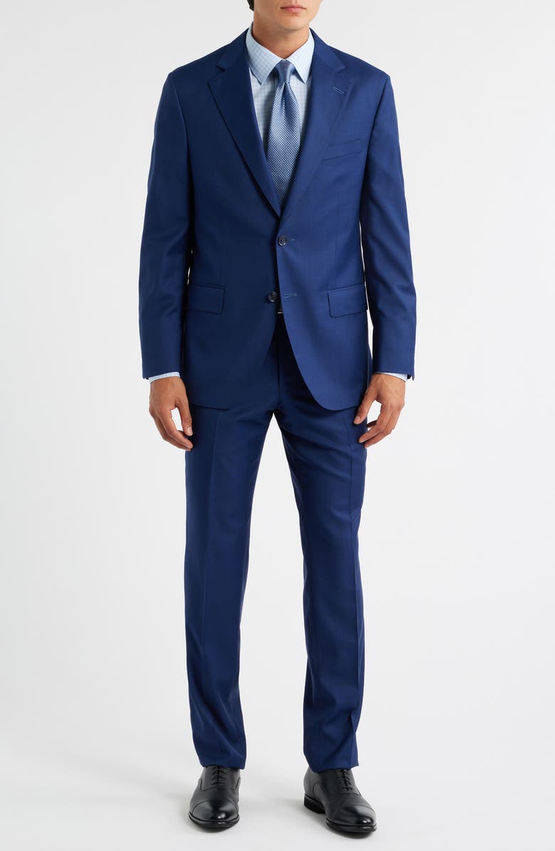 Peter Millar Hartford Classic Fit Blue Microtexture Wool Suit, Main, color, Blue