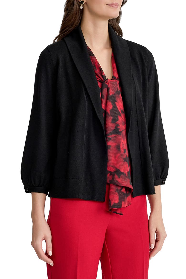 Turn Back Collar Cardigan, Alternate, color, BLACK