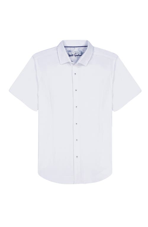 Robert Graham Reid Geo Textured Short Sleeve Cotton Button-up Shirt In White