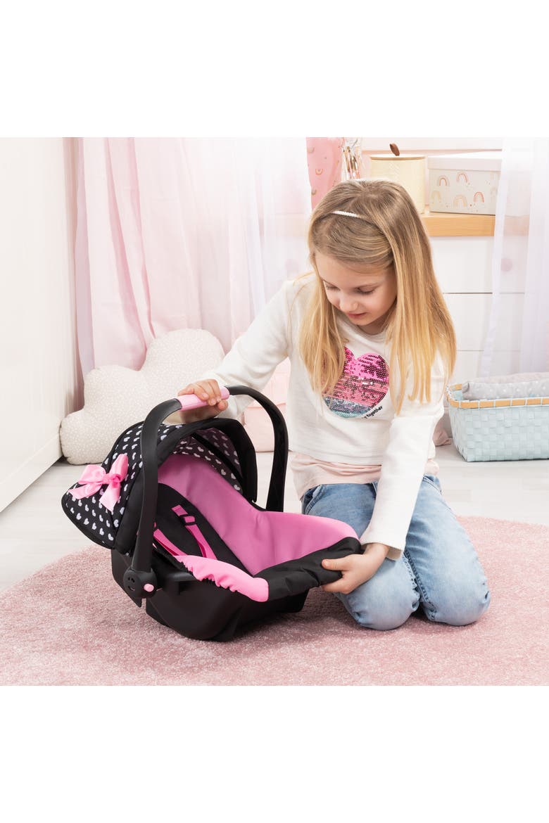 Deluxe Car Seat Hearts Black & Pink - For Dolls Up to 18 Inch, Alternate, color, Multicolored