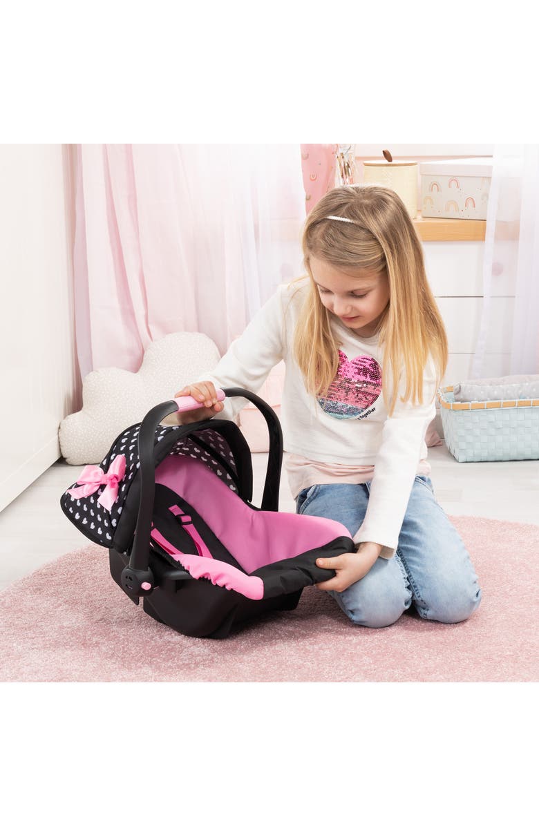 Bayer Design Deluxe Car Seat Hearts Black & Pink - For Dolls Up to 18 Inch, Alternate, color, Multicolored