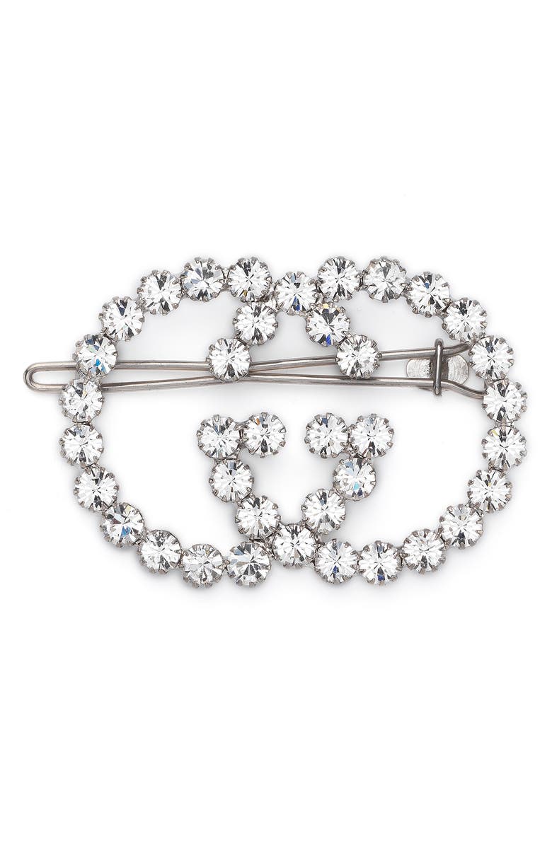 Gucci Crystal Interlocking-G Hair Clip, Main, color, 