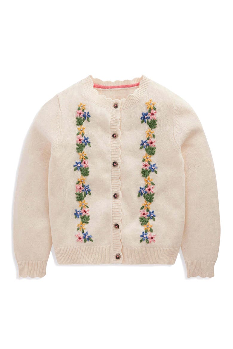 Kids' Embroidered Cardigan, Main, color, ECRU MARL FLORAL EMBROIDERY