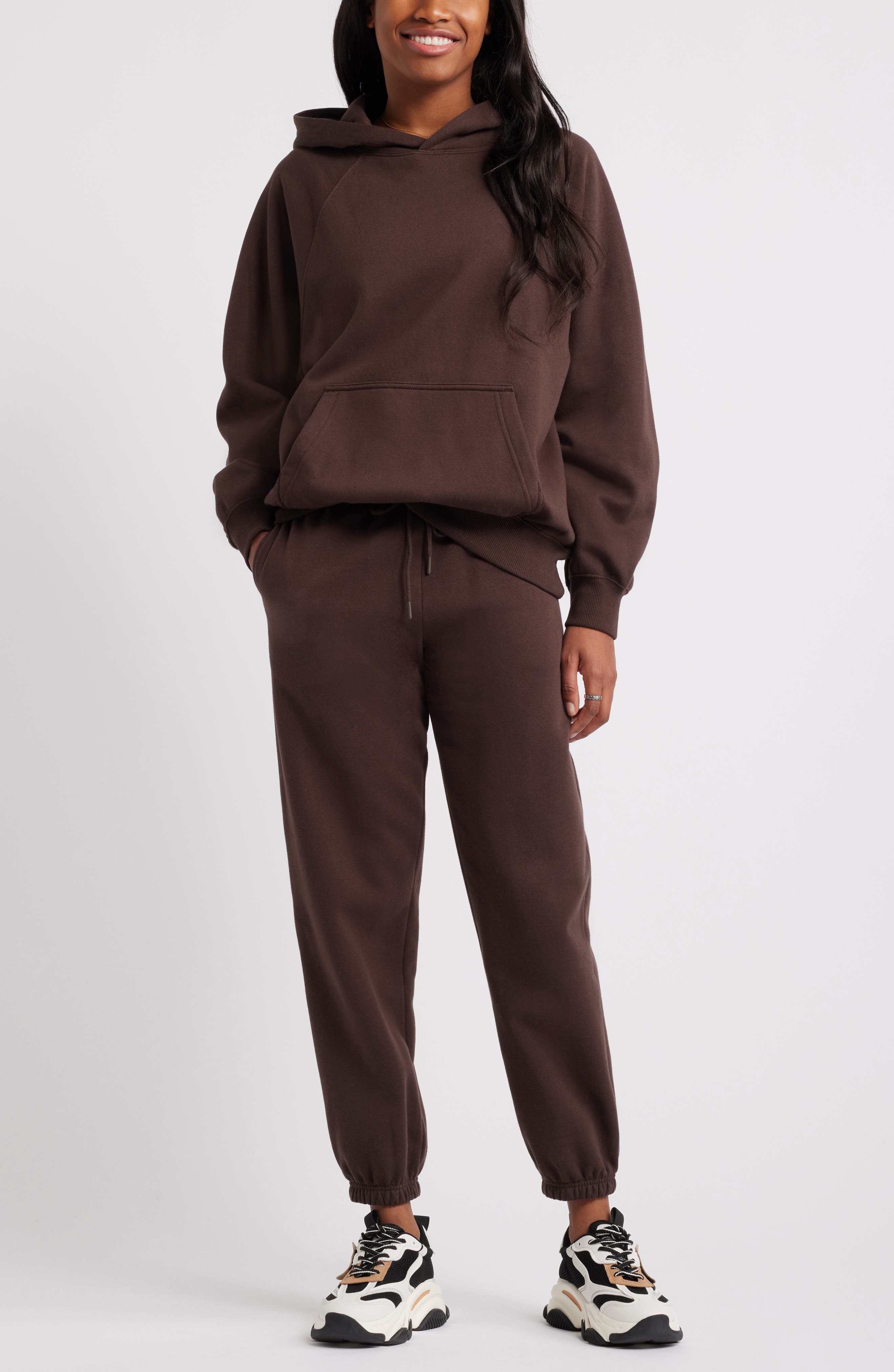 BP. Fleece Detail Oversize Raglan Hoodie (Women) | Nordstromrack