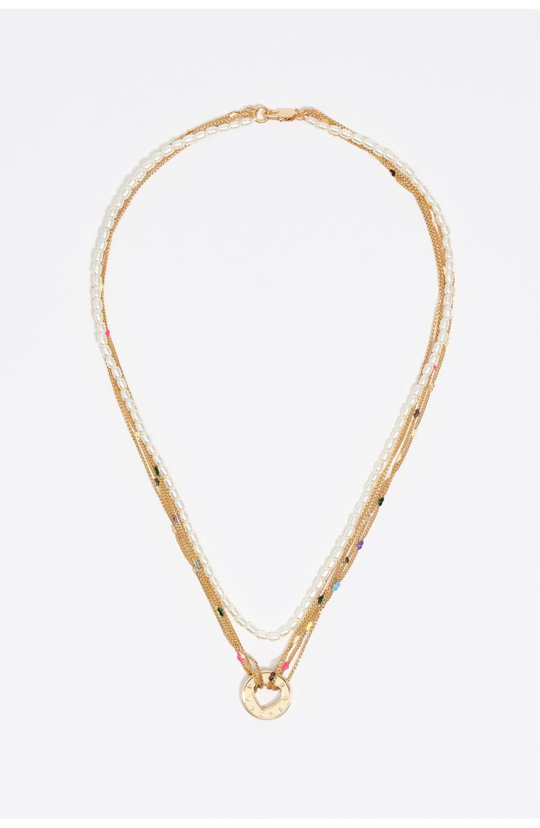Bimba y Lola Multi-Chain Necklace With Logo, Main, color, Gold