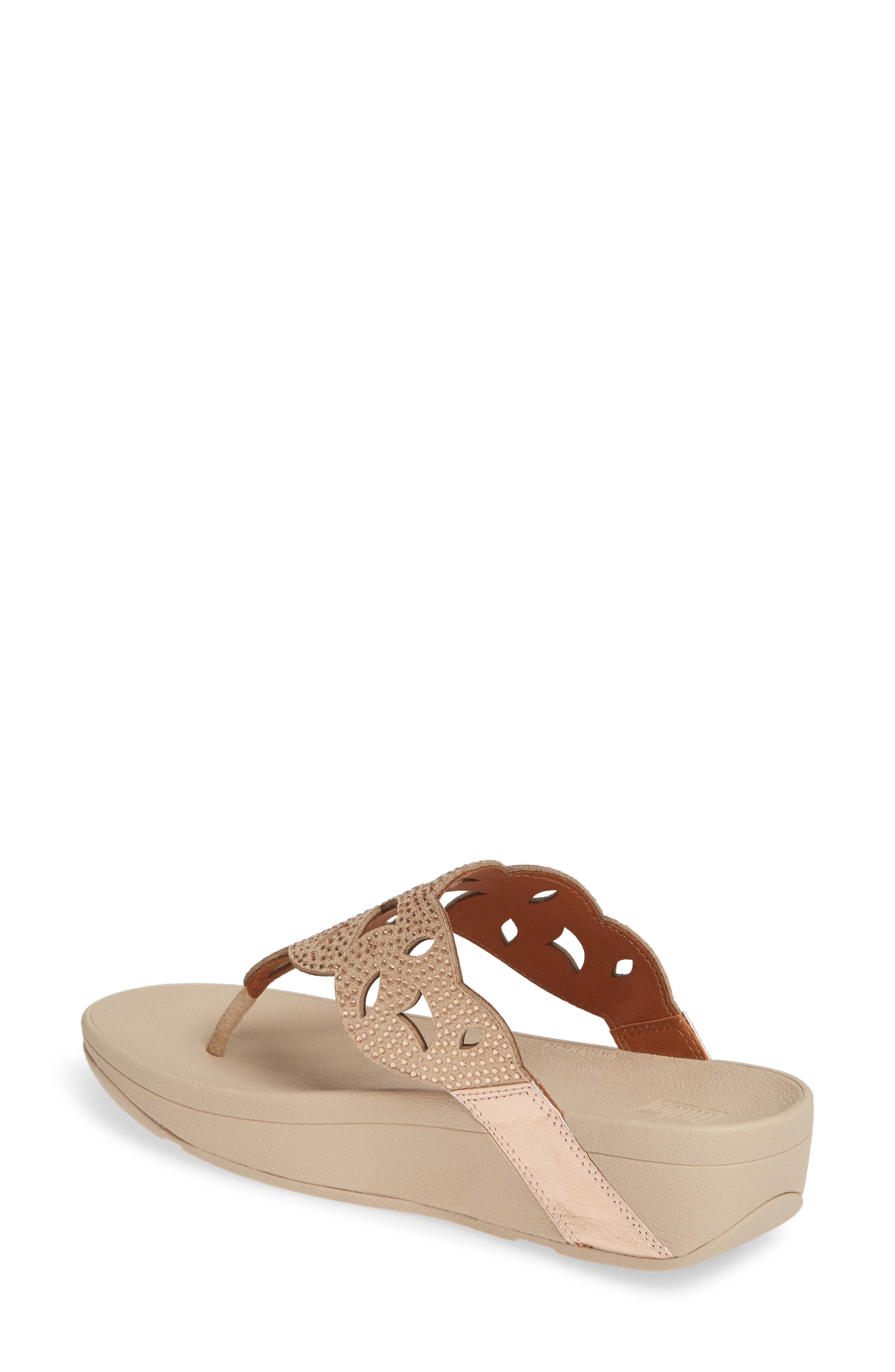 Elora Crystal Flip Flop, Alternate, color, ROSE GOLD LEATHER
