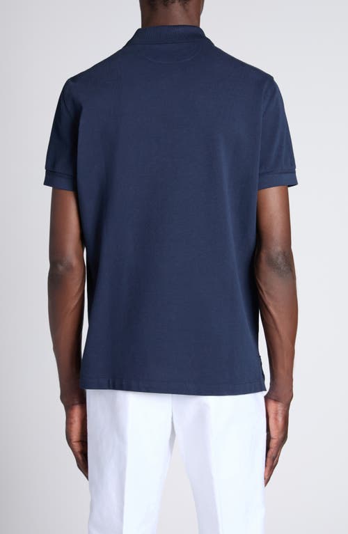 Tom Ford Black Short-sleeves Polo In Cotton Piquet Jersey Man In Hb785 Ink Blue