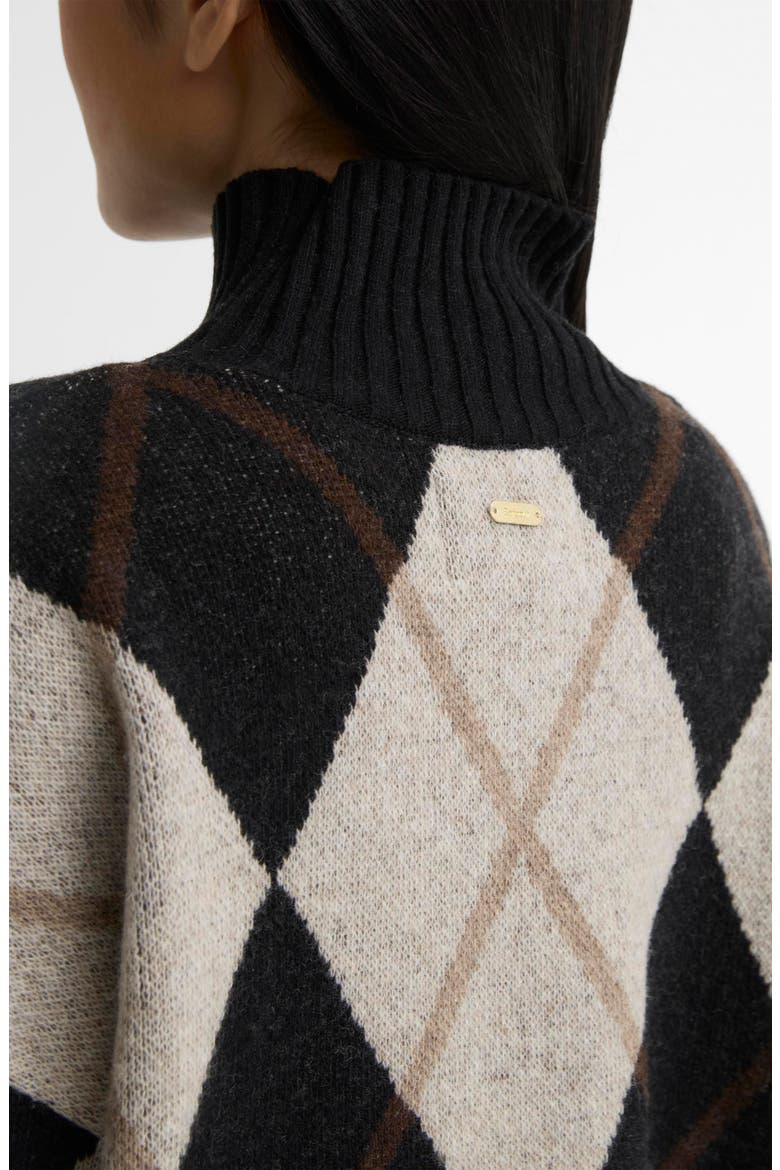 Marlow Argyle Wool Blend Funnel Neck Sweater, Alternate, color, BLACK MULTI