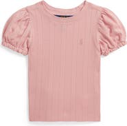 Polo Ralph Lauren Kids' Pointelle Knit Puff Sleeve Top