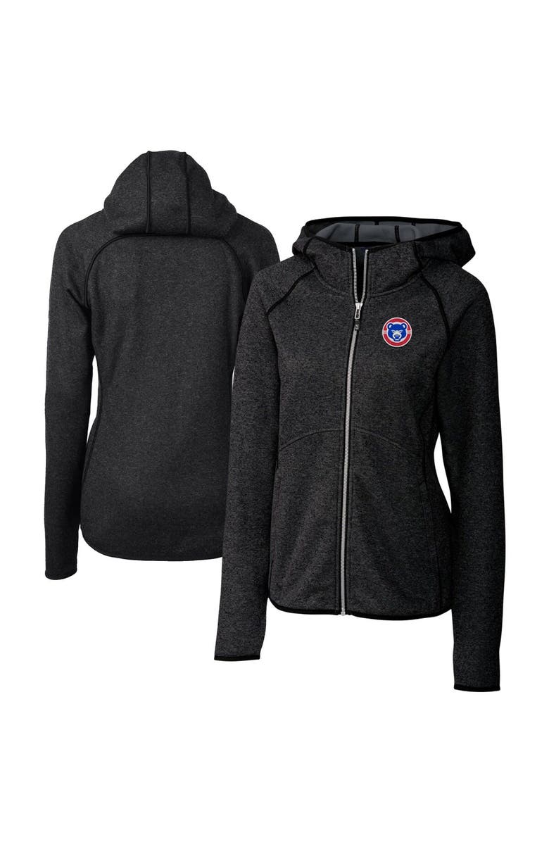 Cutter & Buck Women's Cutter & Buck  Heather Charcoal South Bend Cubs Mainsail Sweater Knit Raglan Full-Zip Hoodie, Main, color, 