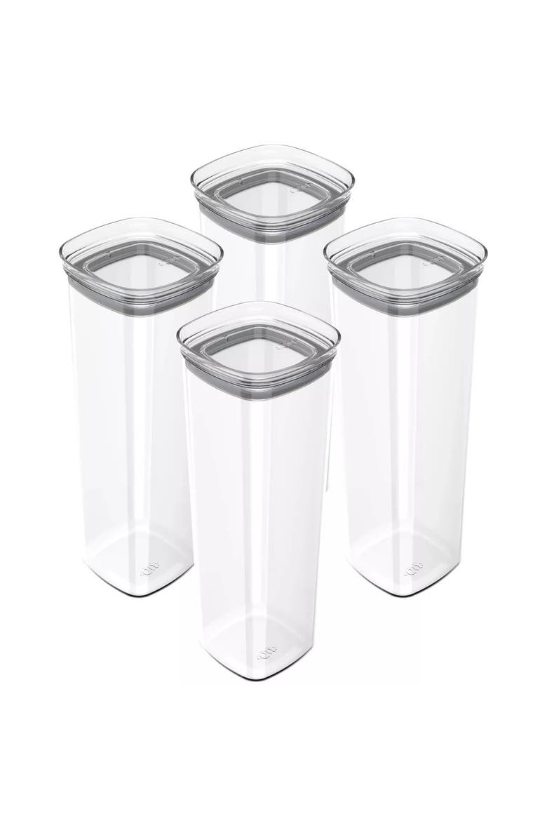 Airtight Clear Stackable Food Storage Container Set with Leak Proof Lid, Main, color, Clear