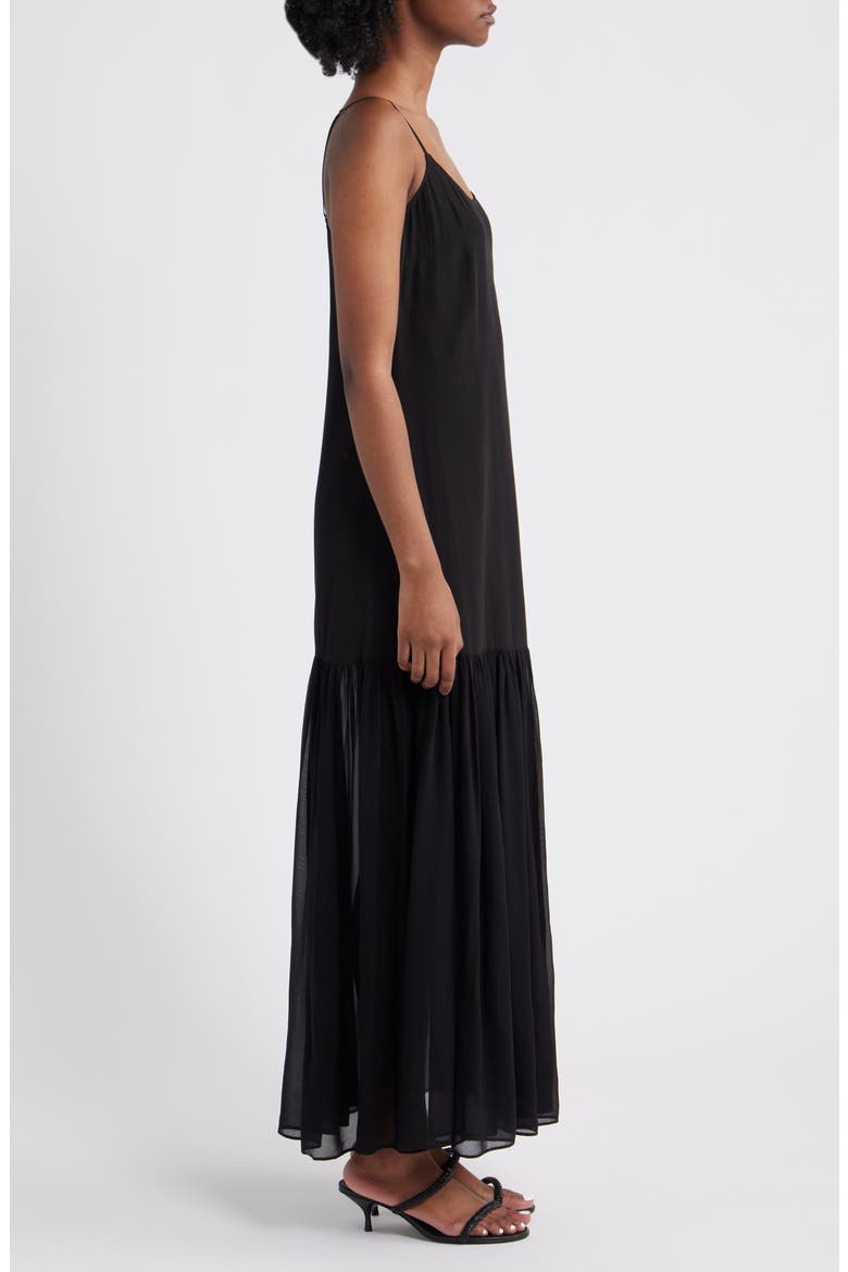 Chandra Sleeveless Ruffle Hem Maxi Dress, Alternate, color, BLACK