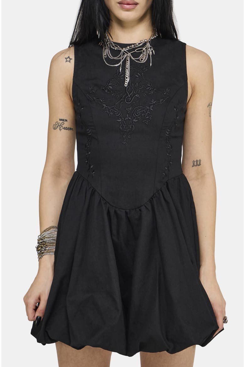 Ailis Balloon Hem Mini Dress, Alternate, color, Black