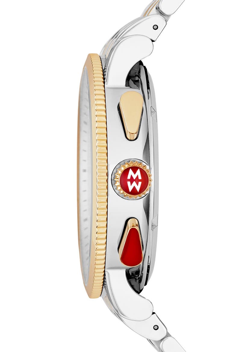 'Sport Sail - Large' Black Dial Watch Case, 42mm, Alternate, color, SILVER/ GOLD