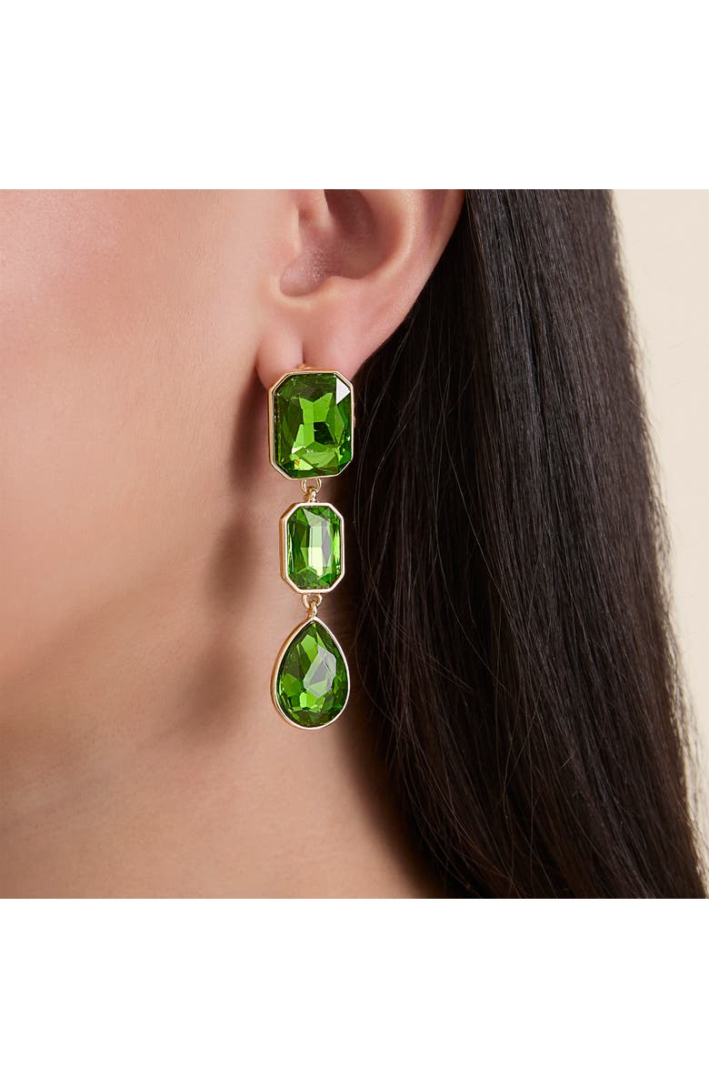 Jessica Simpson Green Crystal Drop Earrings, Alternate, color, 