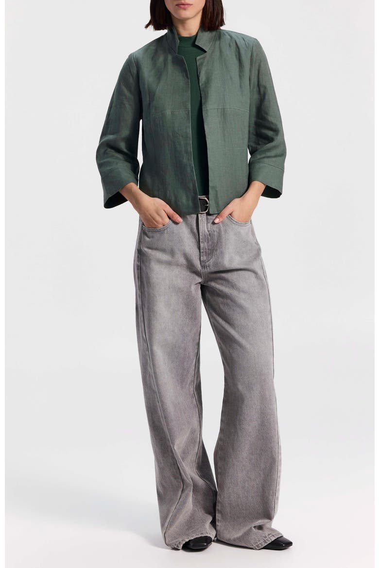 Cropped Linen Jacket, Alternate, color, Green