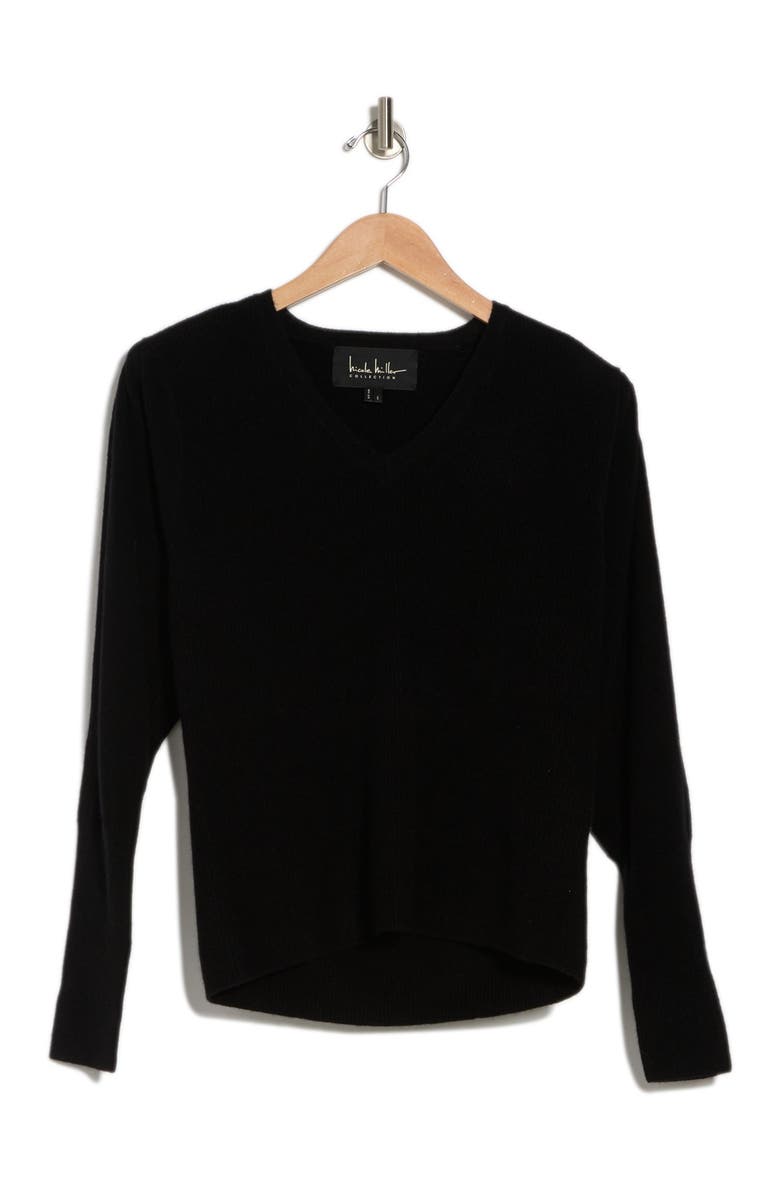 Nicole Miller V-Neck Puff Sleeve Cashmere Sweater, Alternate, color, 
