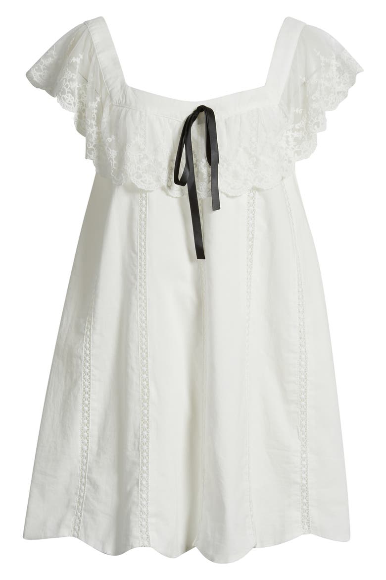 Lana Lace Trim Minidress, Alternate, color, WHITE